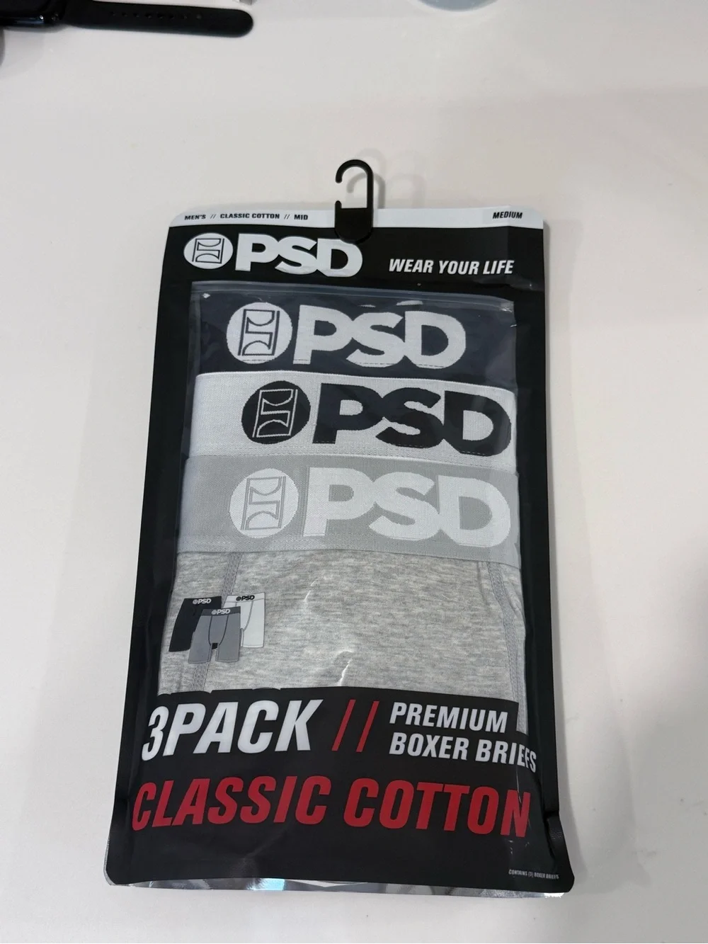 PSD 3-Pack Boxer Briefs - Black, White, Gray